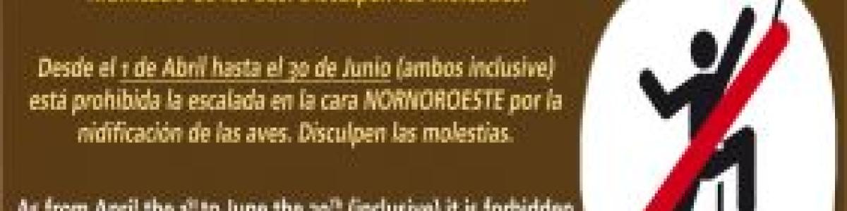 PROHIBICIÓN ESCALADA EN EL PEÑÓN DE IFACH DEL 1 DE ABRIL AL 30 DE JUNIO (CARA NORNOROESTE)