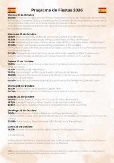 PROGRAMACIÓN MOROS Y CRISTIANOS - OCTUBRE 2026